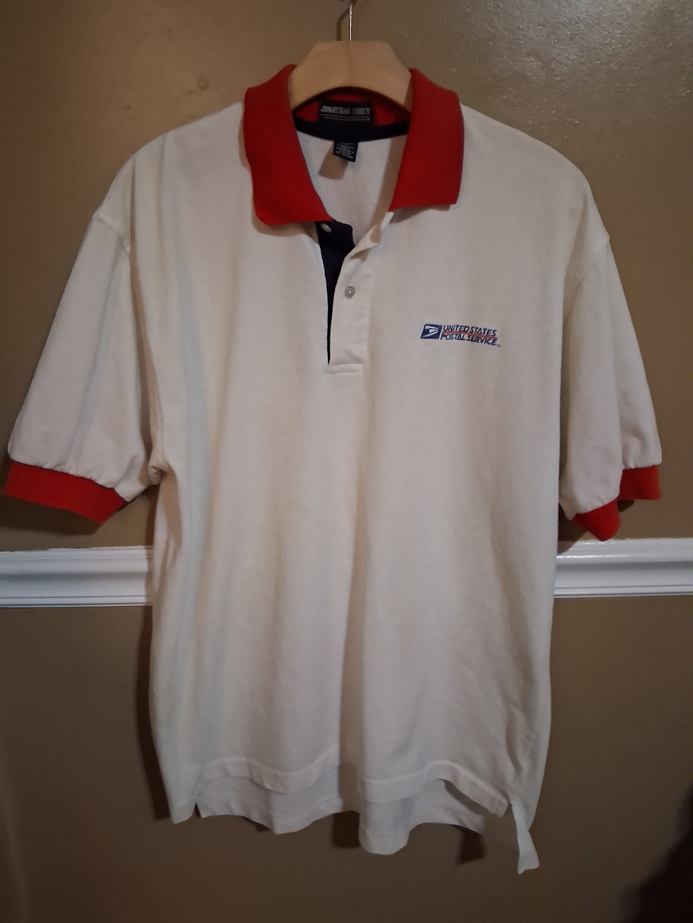 Vintage USPS Red White Blue Polo Uniform Shirt